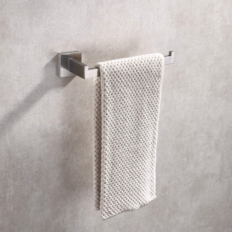 TASTOS Premium Stainless Steel Hand Towel Holder, Square Hand Towel Ring Heavy Duty Wall Mounted Modern Hand Towel Bar for Bathroom Kitchen, Brushed Nickel - Image 2